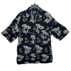 BRUNO MENS SHORT SLEEVE HAWAIIAN SHIRT PALM TREE PINEAPPLE PRINT SIZE L